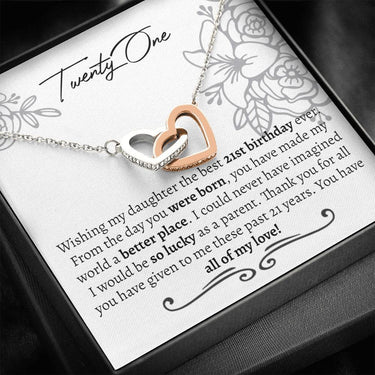Daughter Twenty One Interlocking Hearts Necklace - Love You This Much